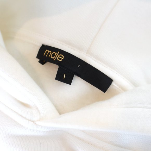 Maje Embroidered Play Funky Baby Cropped French Cotton Hoodie Sweatshirt 1 US S - Picture 7 of 8